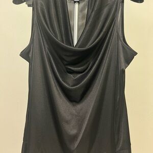 Alfani Black Sleeveless Drape Blouse